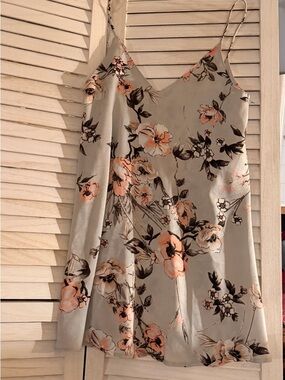 Tobi Sage Floral sexy Slip lingerie style Mini Dress with Peach Blooms